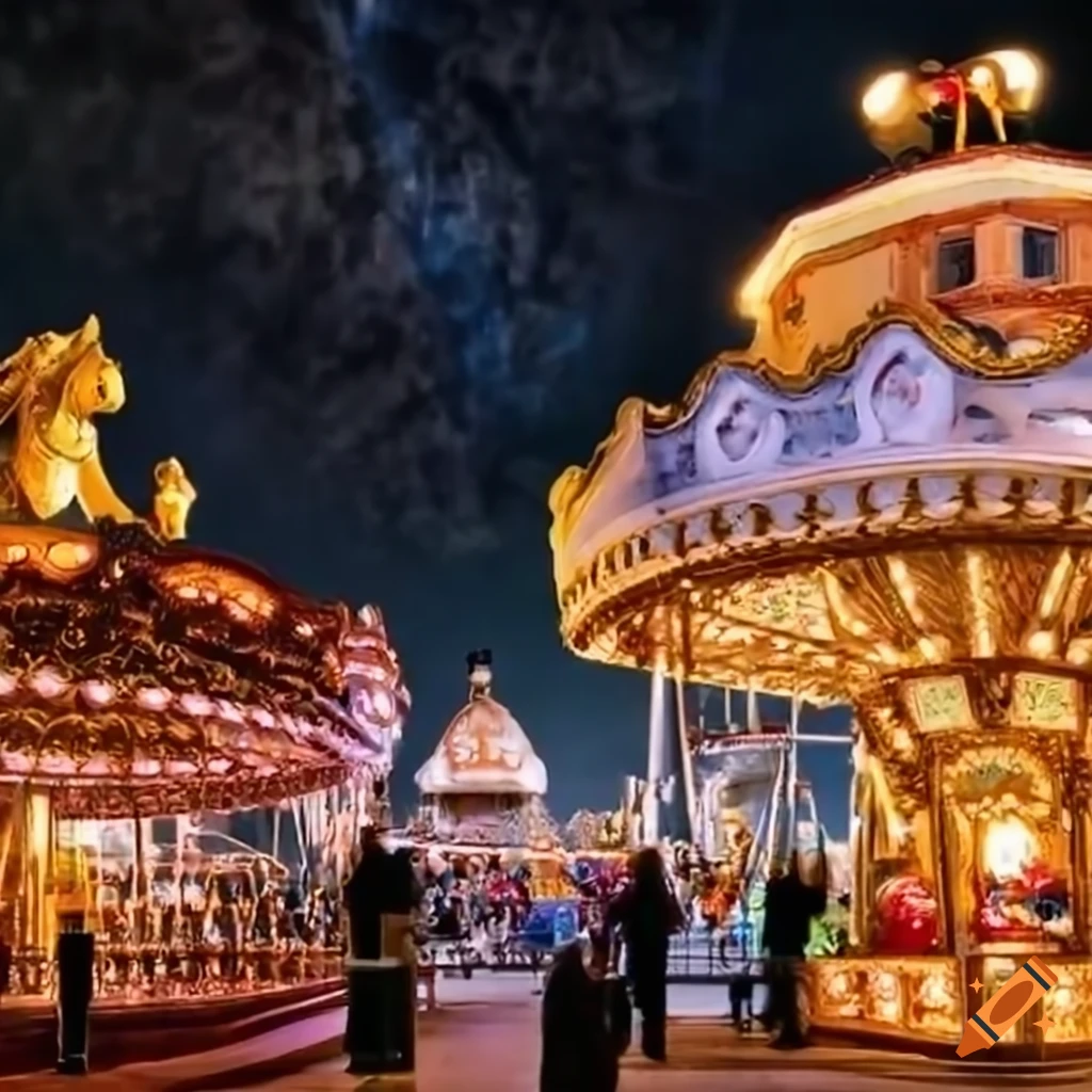 image of a magical carousel in the city