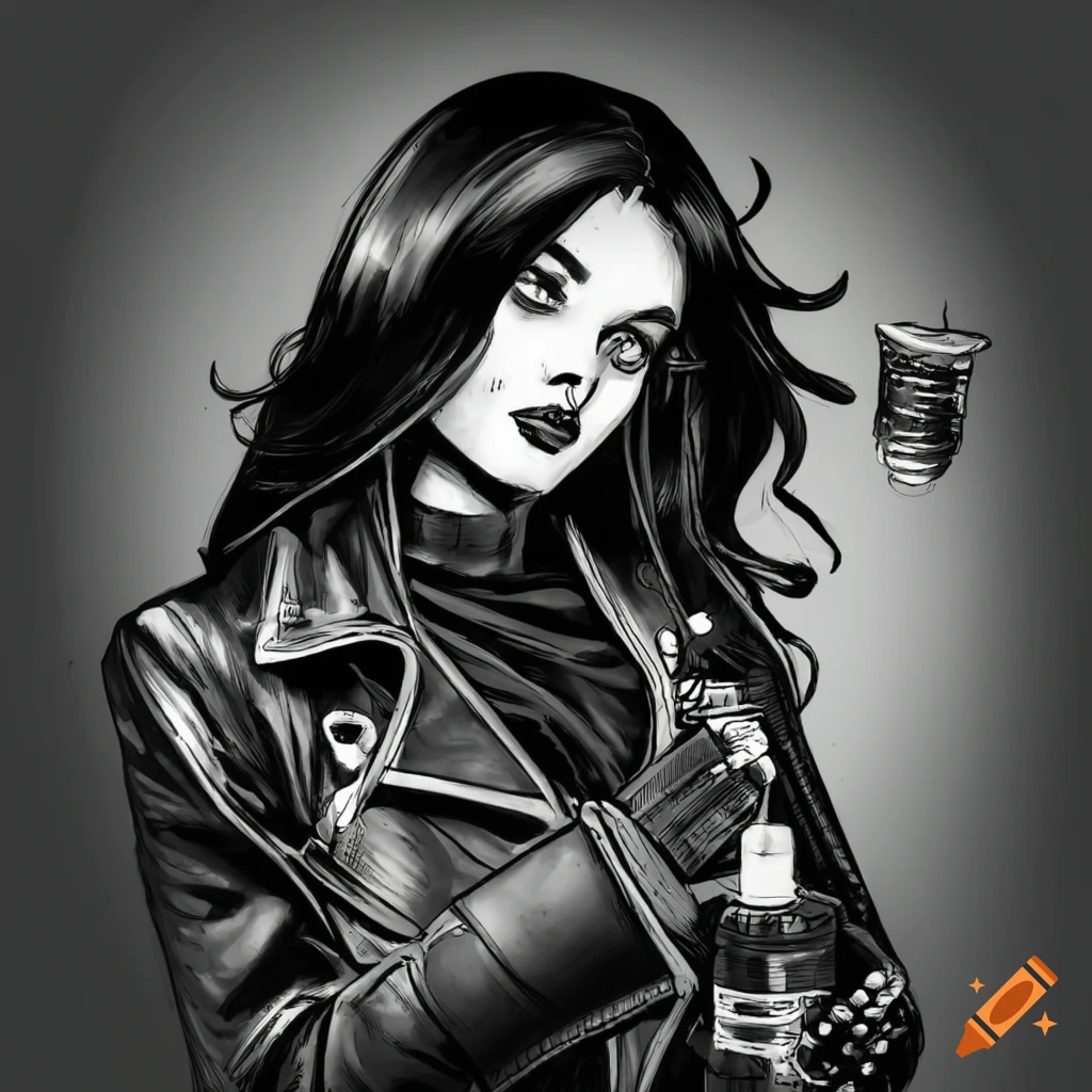 Black and white comic art of a woman throwing away a glass jar