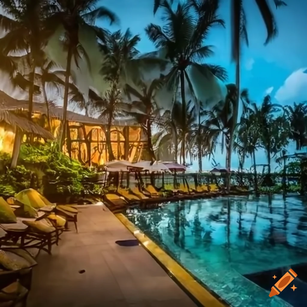 Swimming pool in a bali hotel resort