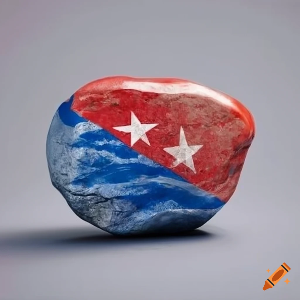 Boulders In The Colors Of The Cuban Flag