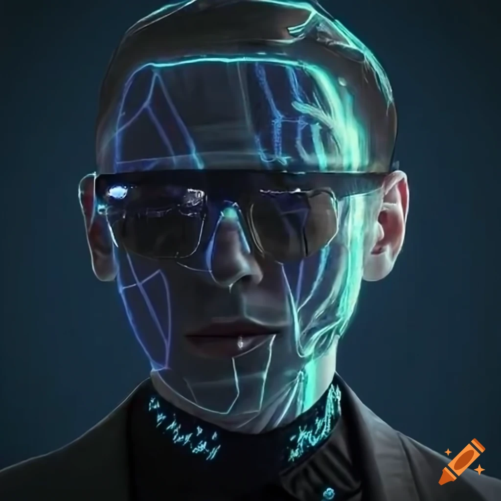Hologram Portrait Of A Stylish Futuristic Time Traveller