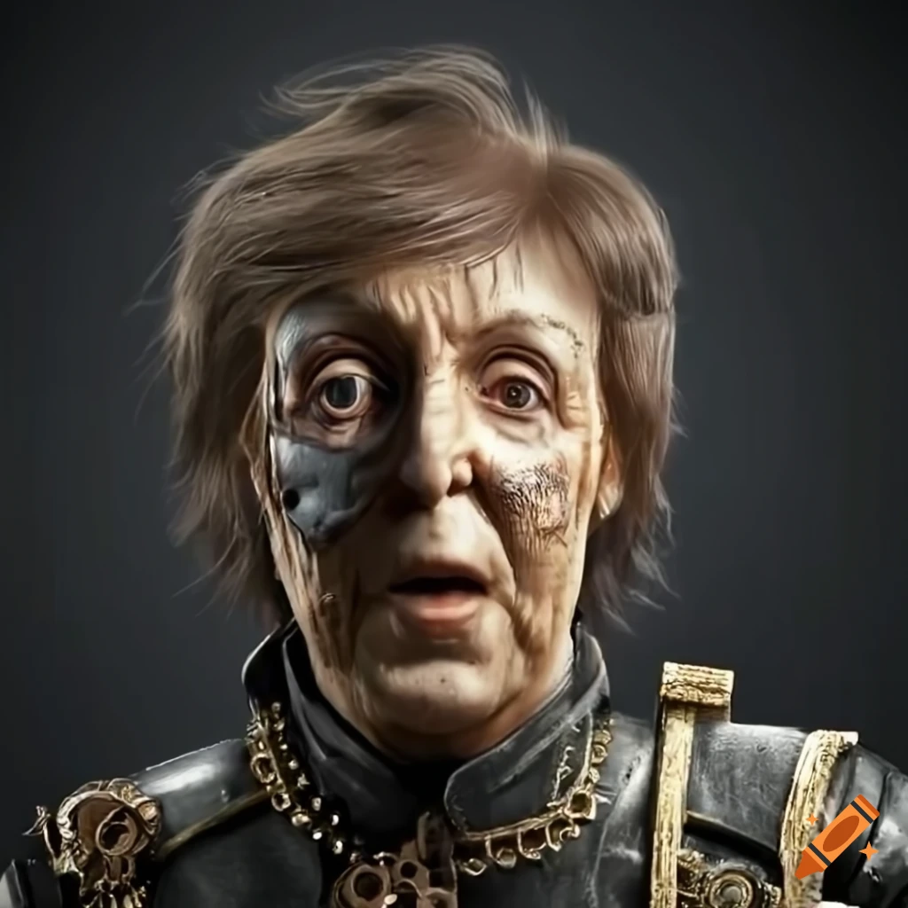 photo realistic steampunk android of Paul McCartney
