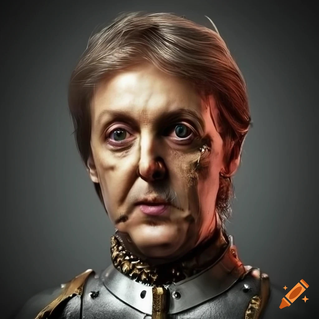 Portrait of futuristic steampunk automaton paul mccartney on Craiyon