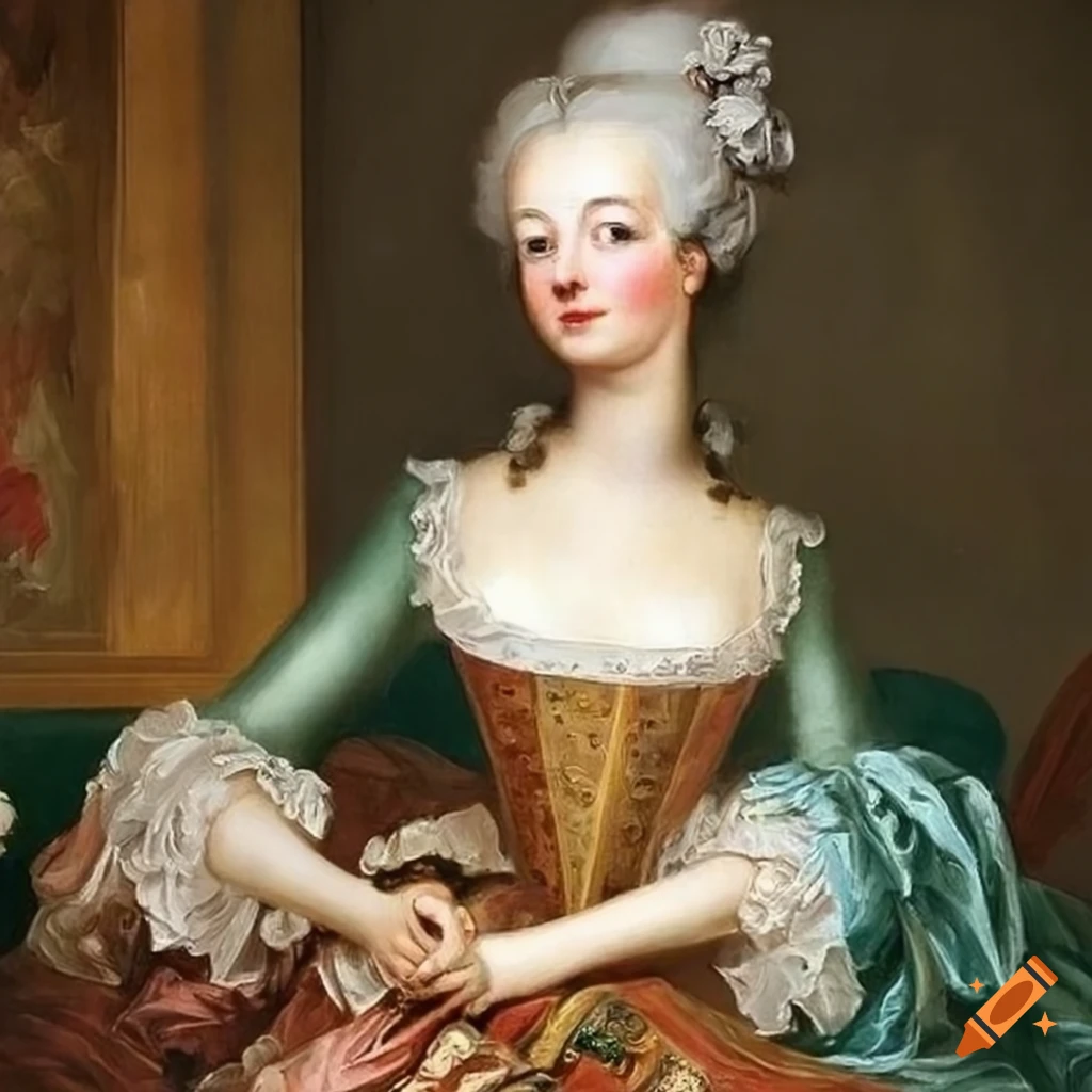 oil painting of a noblewoman in Rococo style