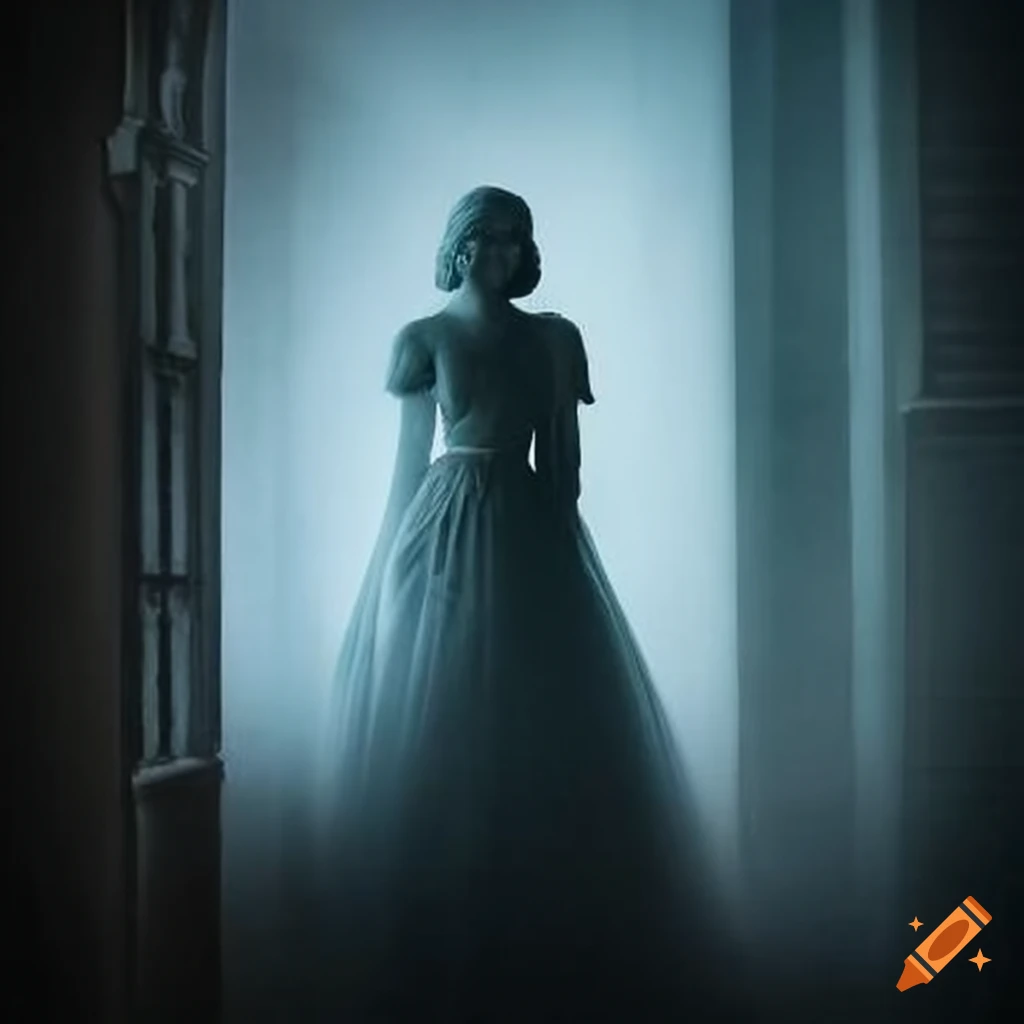 haunted manor with angel statues