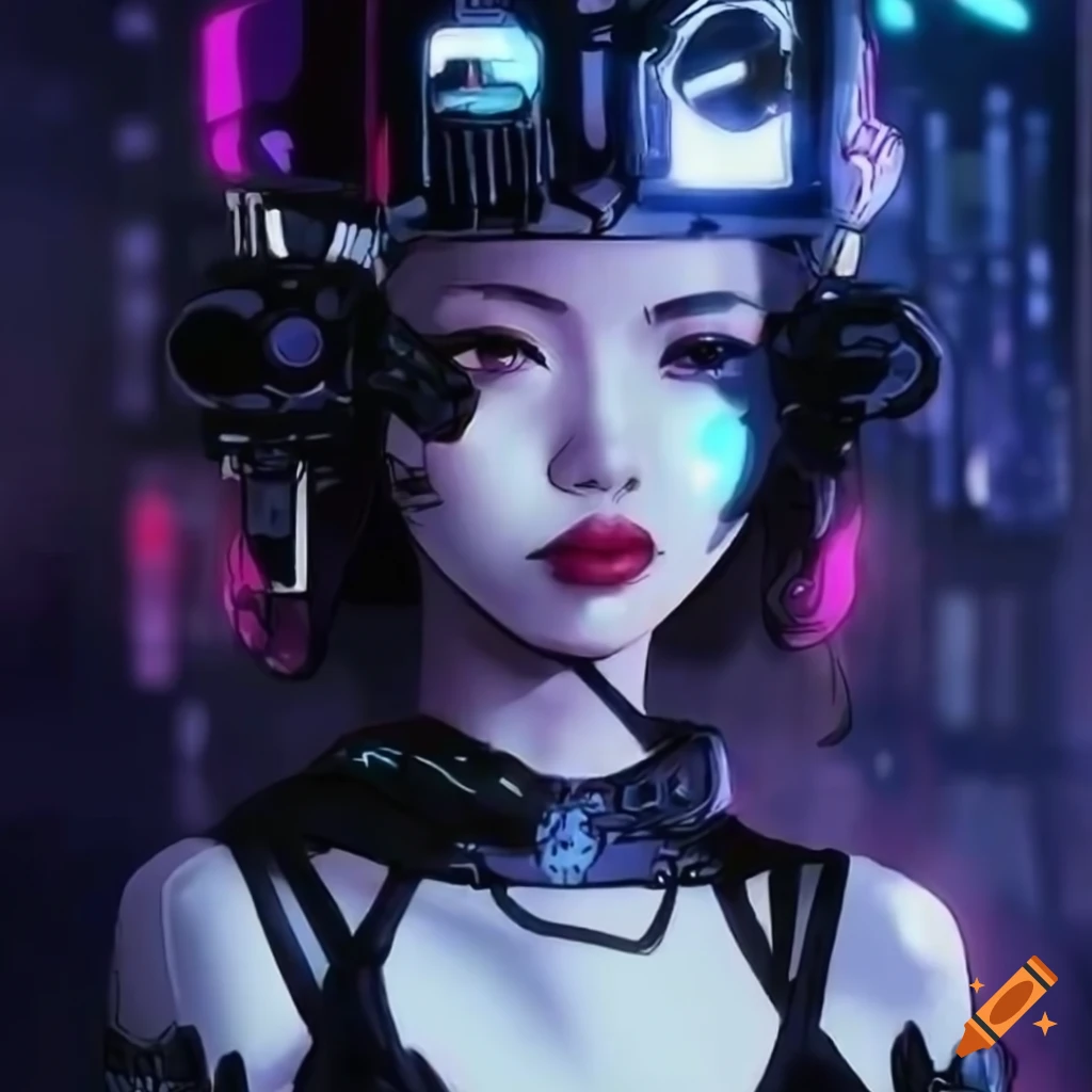 Cyberpunk anime character with futuristic headpiece on Craiyon