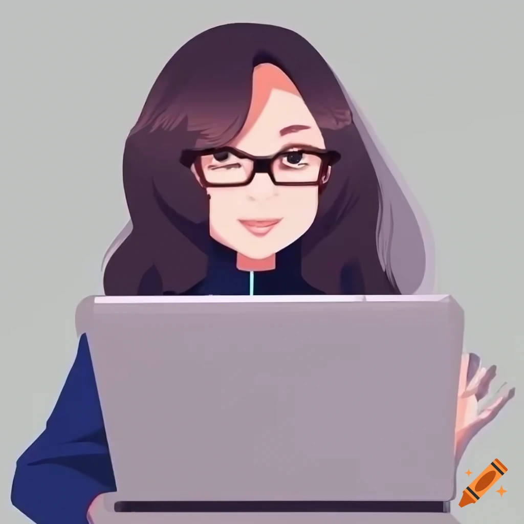 woman coding on a computer in logo style