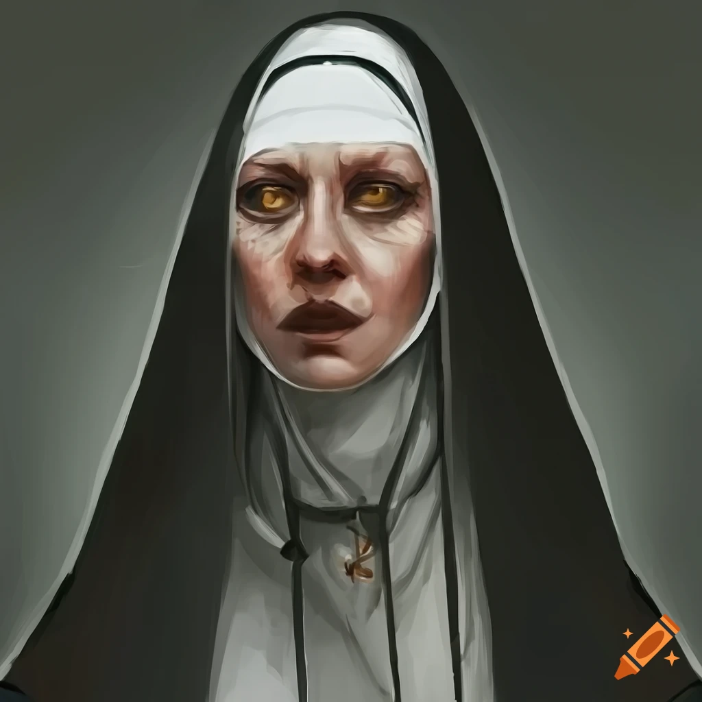 Concept art of a medieval nun inspired by beksinski on Craiyon