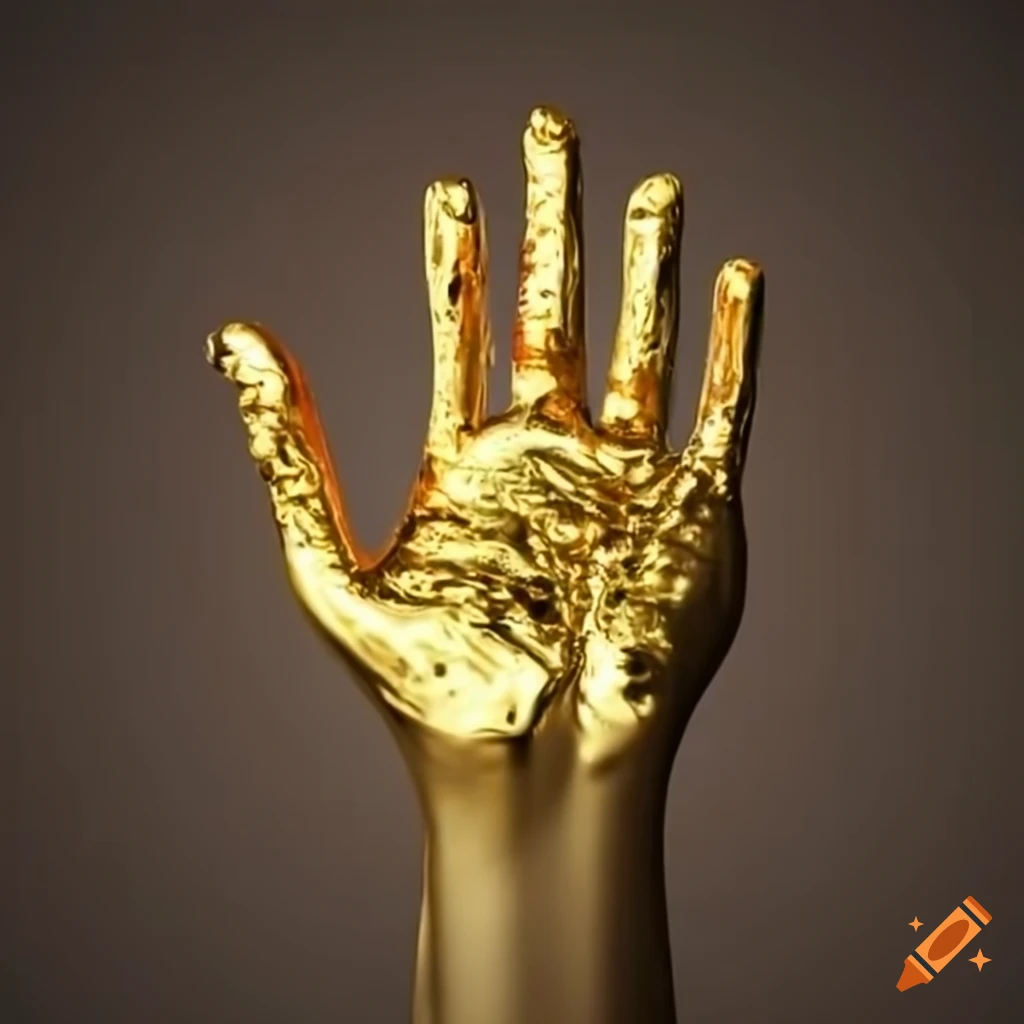 Hand dipped in gold liquid on Craiyon