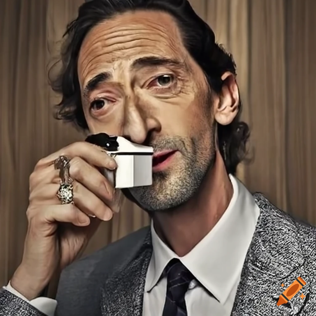 Adrien Brody smelling a luxurious fragrance