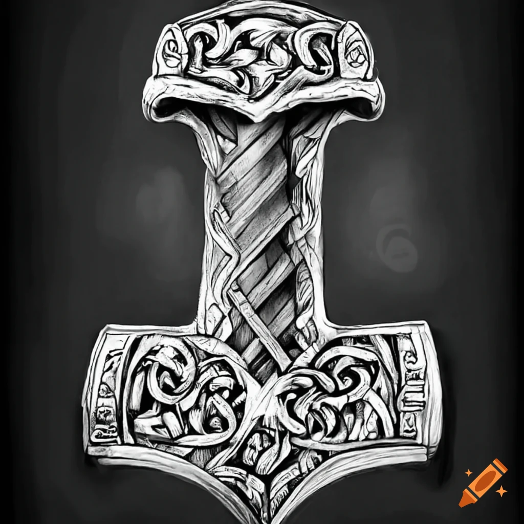 Thors Hammer Tattoo Axe Viking Warrior Stock Vector (Royalty Free)  550953763 | Shutterstock