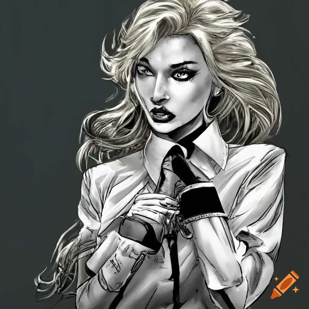 Ink Comic Art Of A Blond Woman In White Collar Shirt On Craiyon 8866