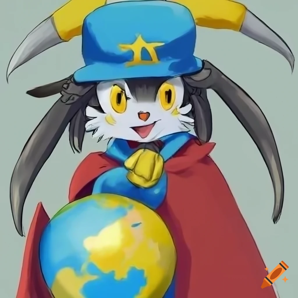 cute anthro character Klonoa wearing Link's Kokiri outfit
