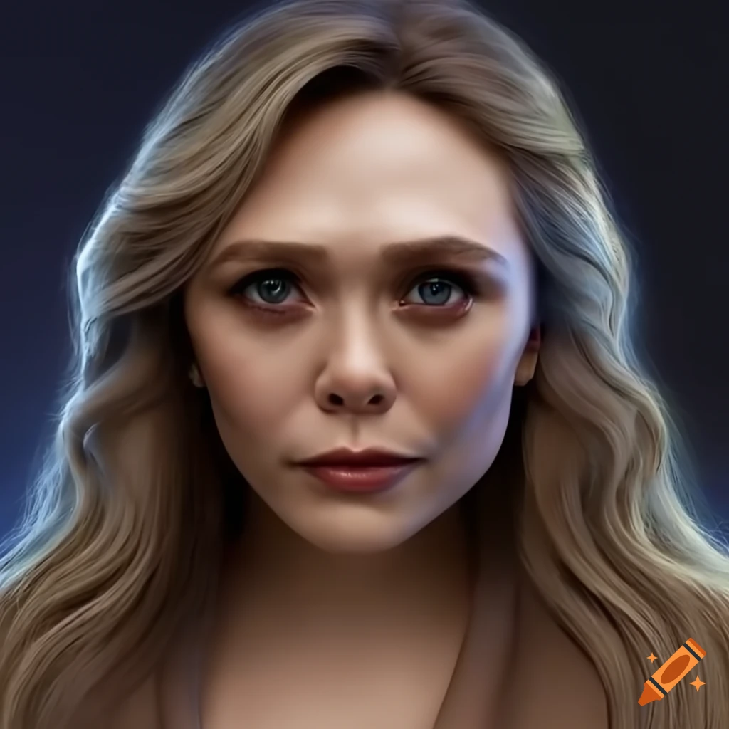 artistic depiction of Elizabeth Olsen as Wonder Woman