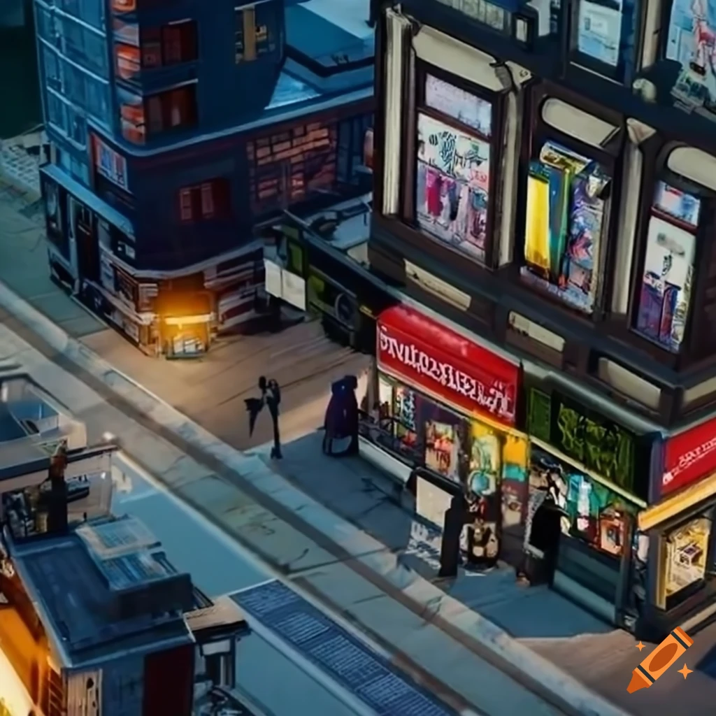 outdoor view of a video game shop in Sim City