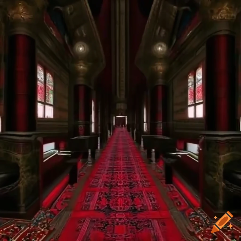 Symmetrical and detailed interior design on Craiyon