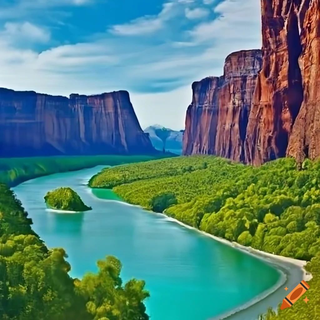 scenic view of a canyon with plants and beaches