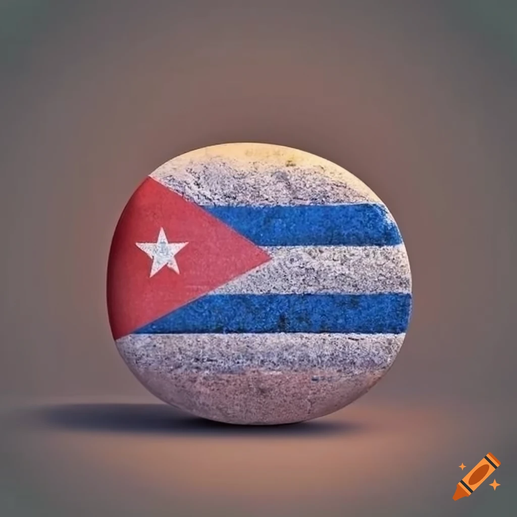 Cuban flag colors on rounded stones in a medieval cloister