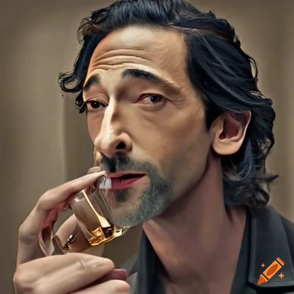 Adrien Brody smelling a luxurious fragrance