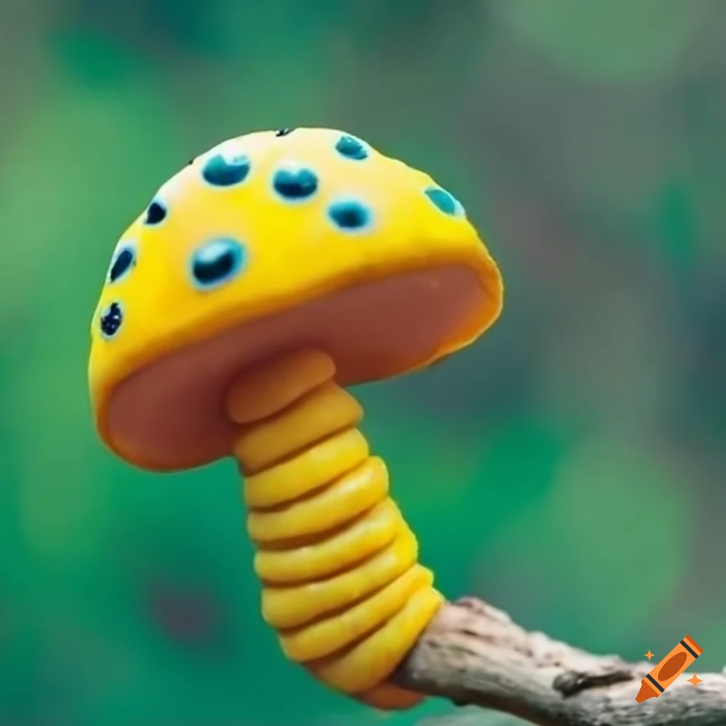 yellow caterpillar-like mushroom on a branch