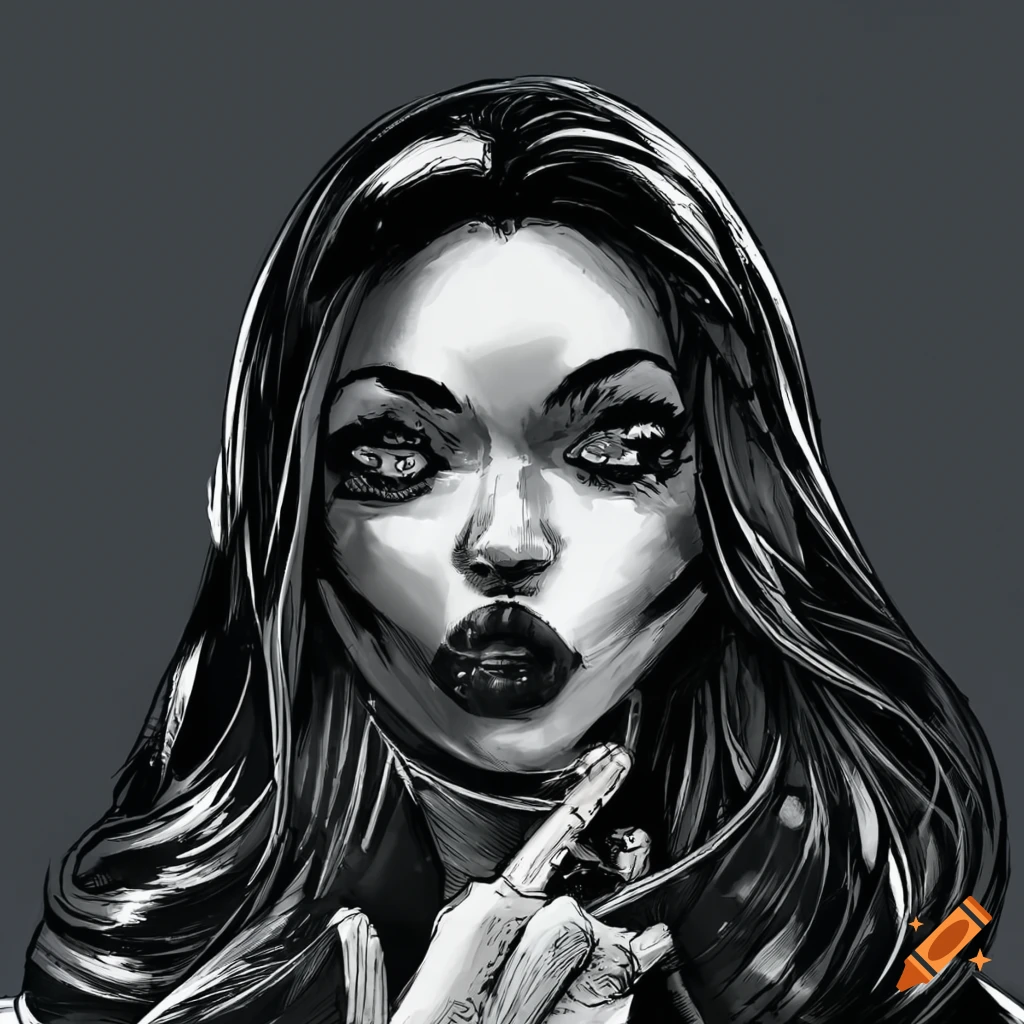 Black and white comic art of a woman throwing away a glass jar on Craiyon