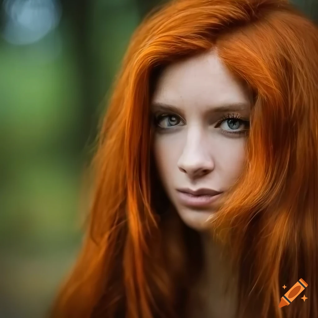 Stunning portrait of a female dwarf with captivating auburn red hair