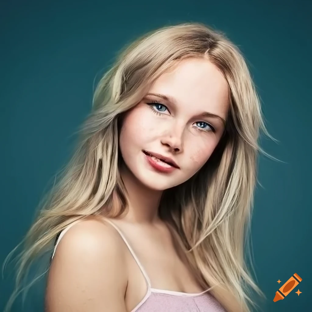 portrait of a young woman with freckles and blonde hair