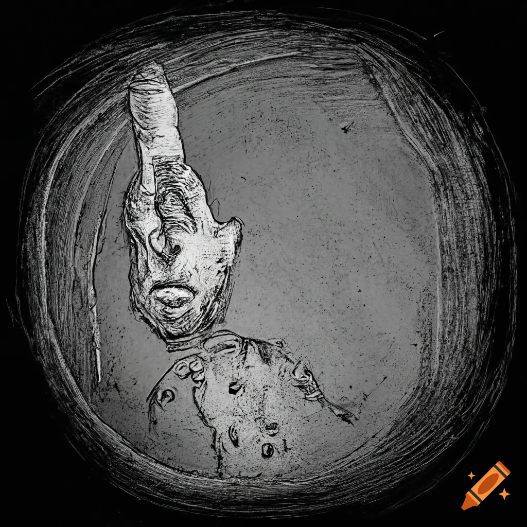 Dadaism handdrawing of a man with a hole in his head on Craiyon