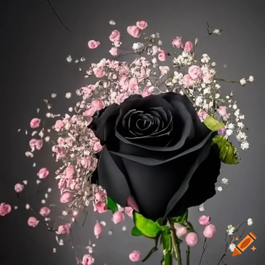 Pink rose petals falling on black background on Craiyon