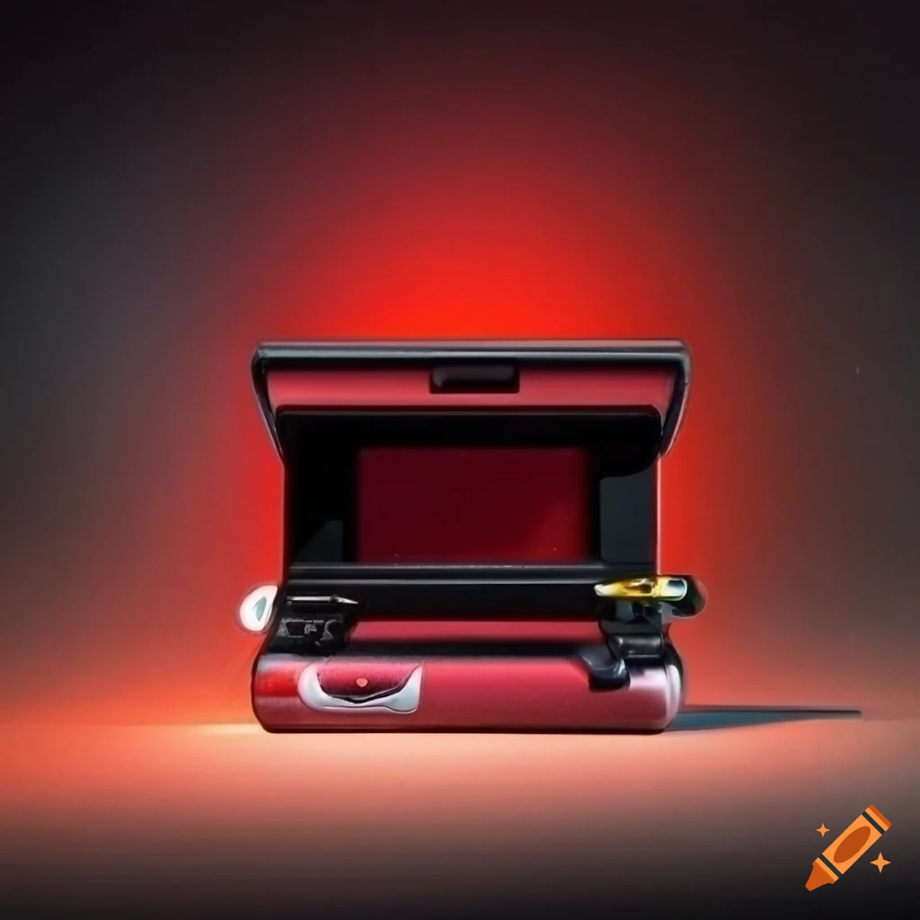 black and red Nintendo DS with 4 screens