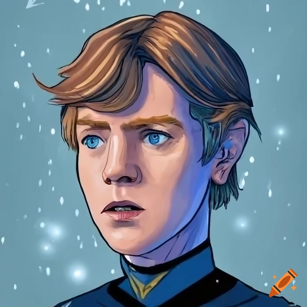pulp art style depiction of young Ewan McGregor as prince of the ice kingdom