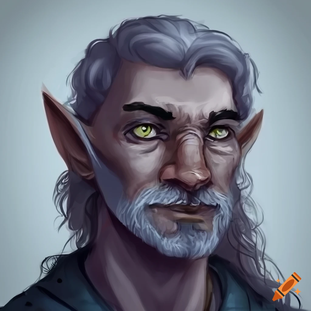 Portrait of a gentle and fatherly firbolg character