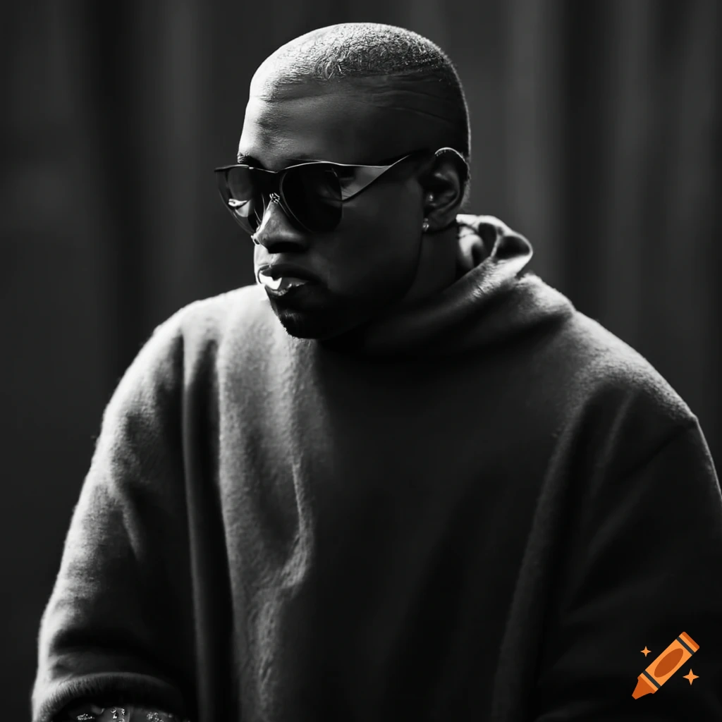 stylish black and white portrait of Kanye West