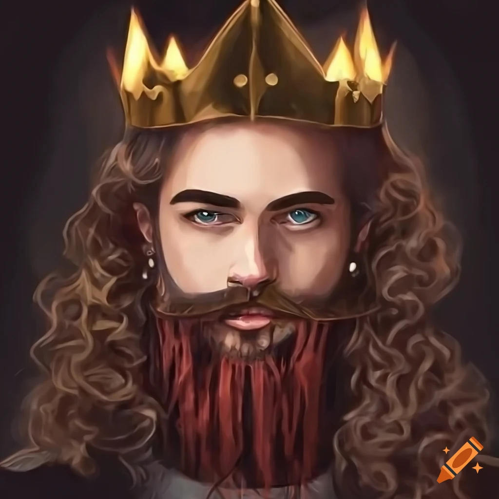 Portrait of a young king with crown on Craiyon