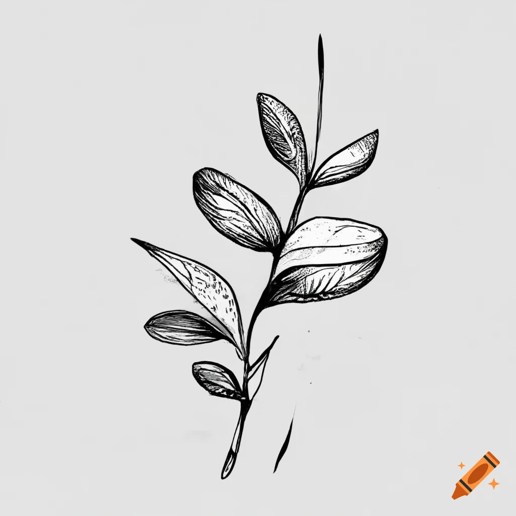 black and white sketch of a wintergreen plant pattern