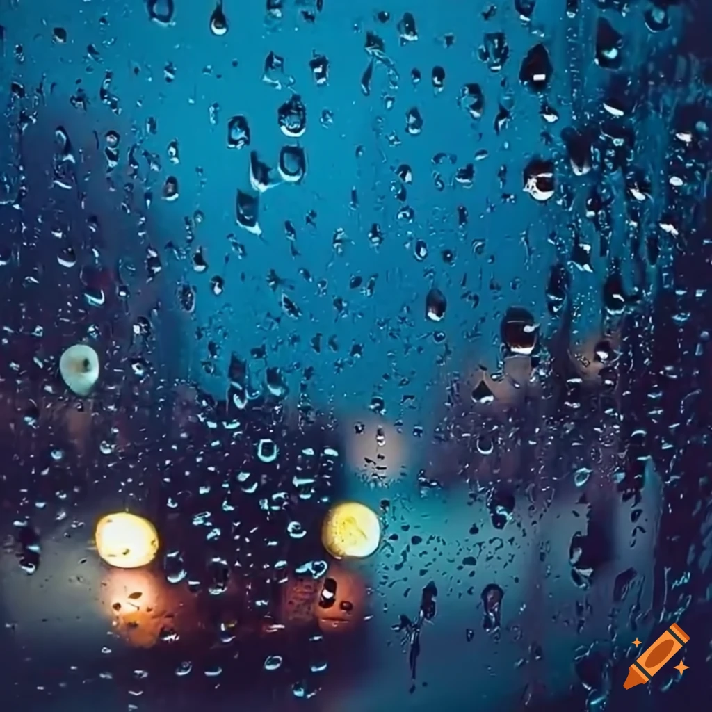 night photo of raindrops on a car window