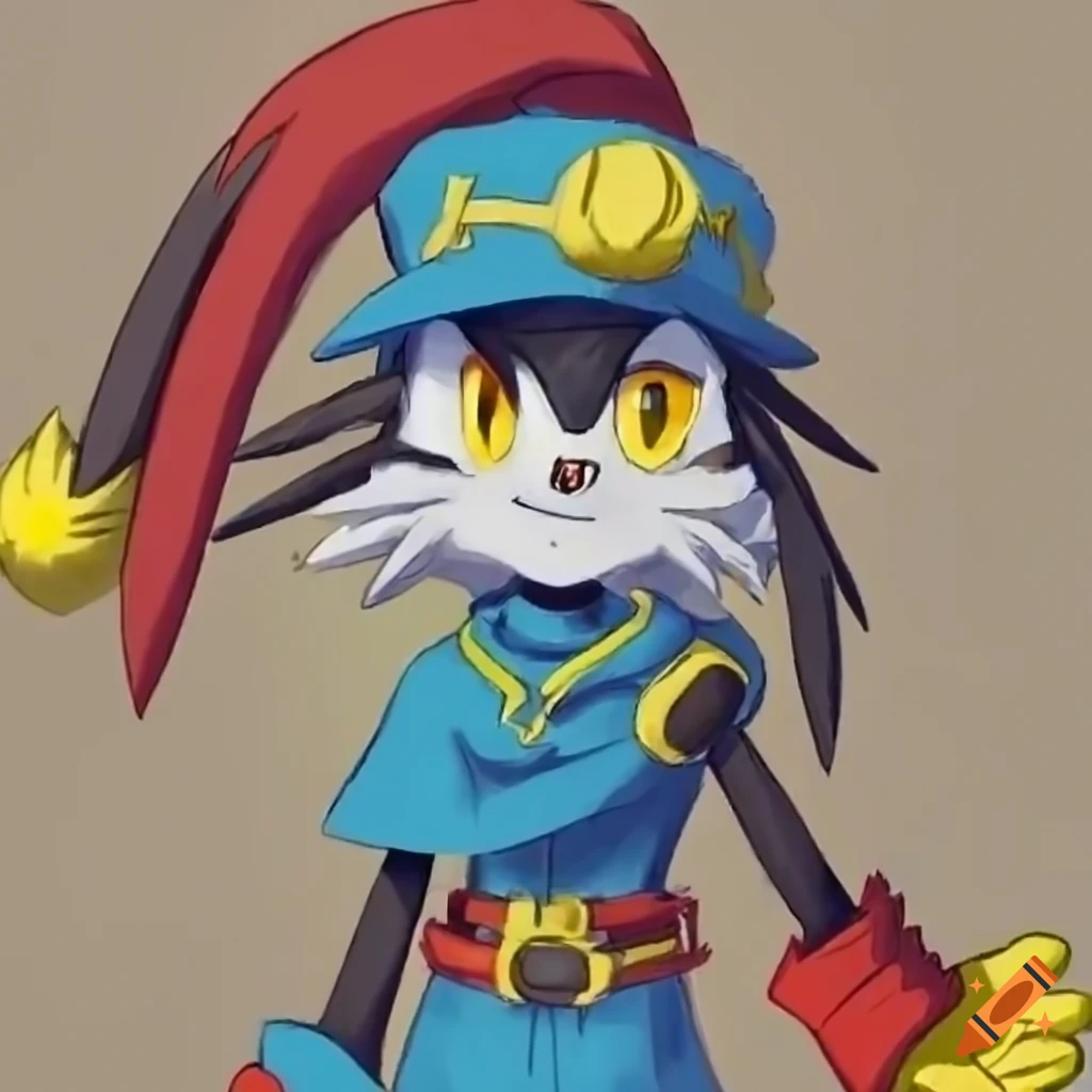 Klonoa wearing link's kokiri outfit in a courageous stance