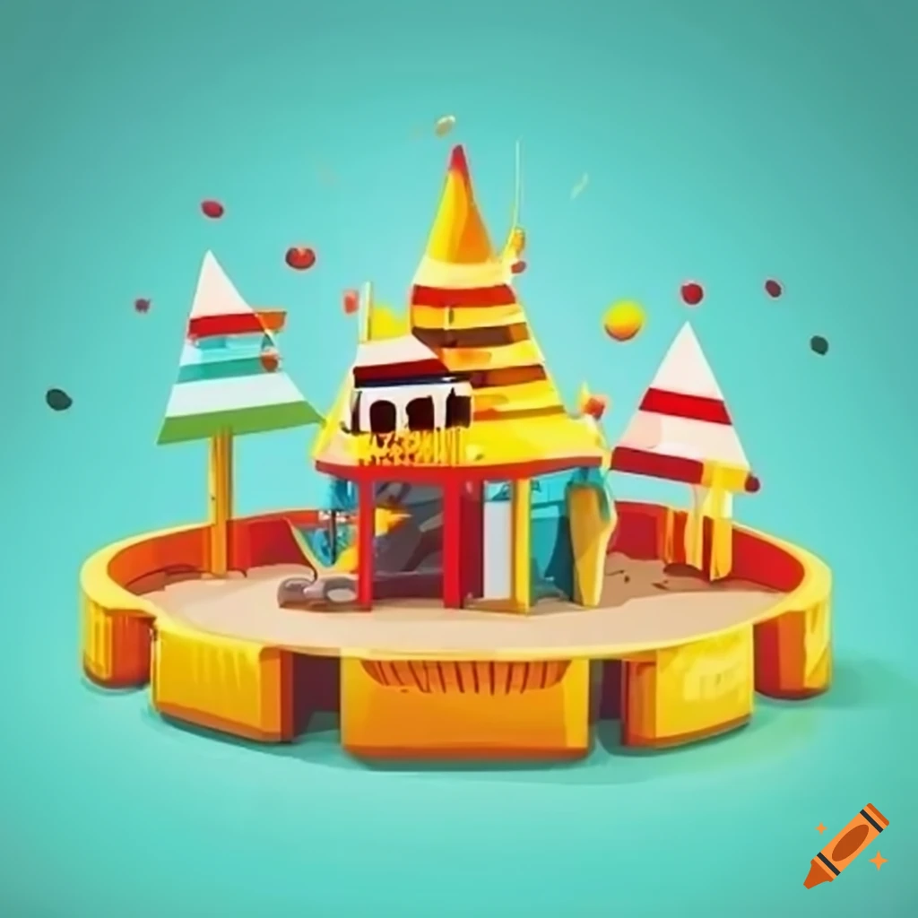 kids birthday party in a construction-themed playground