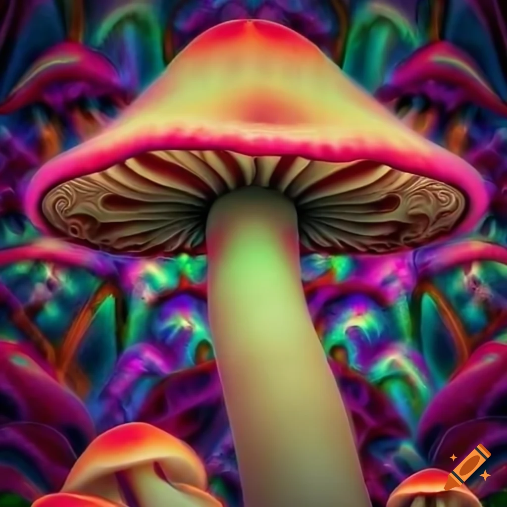 Fractal art of psychedelic mushrooms