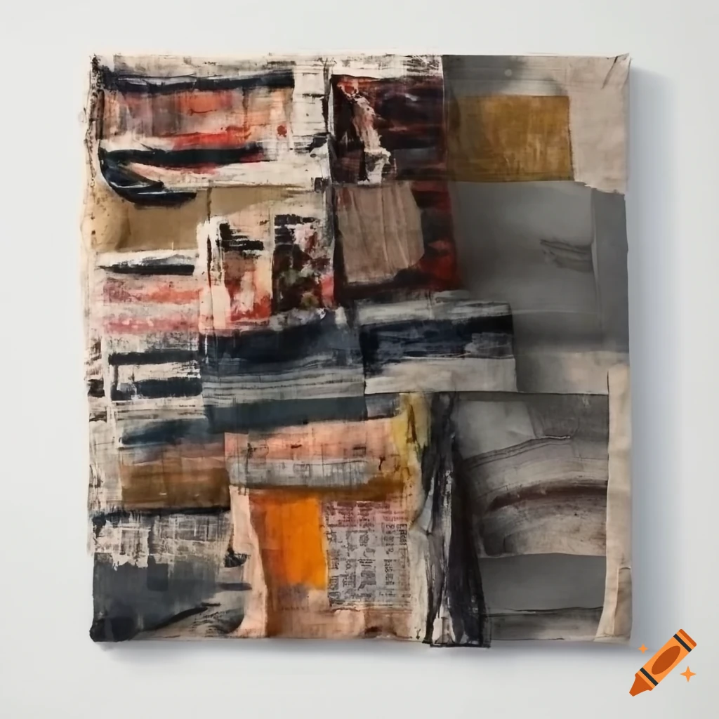 Mixed - media collage abstract painting in the style mark bradford ...