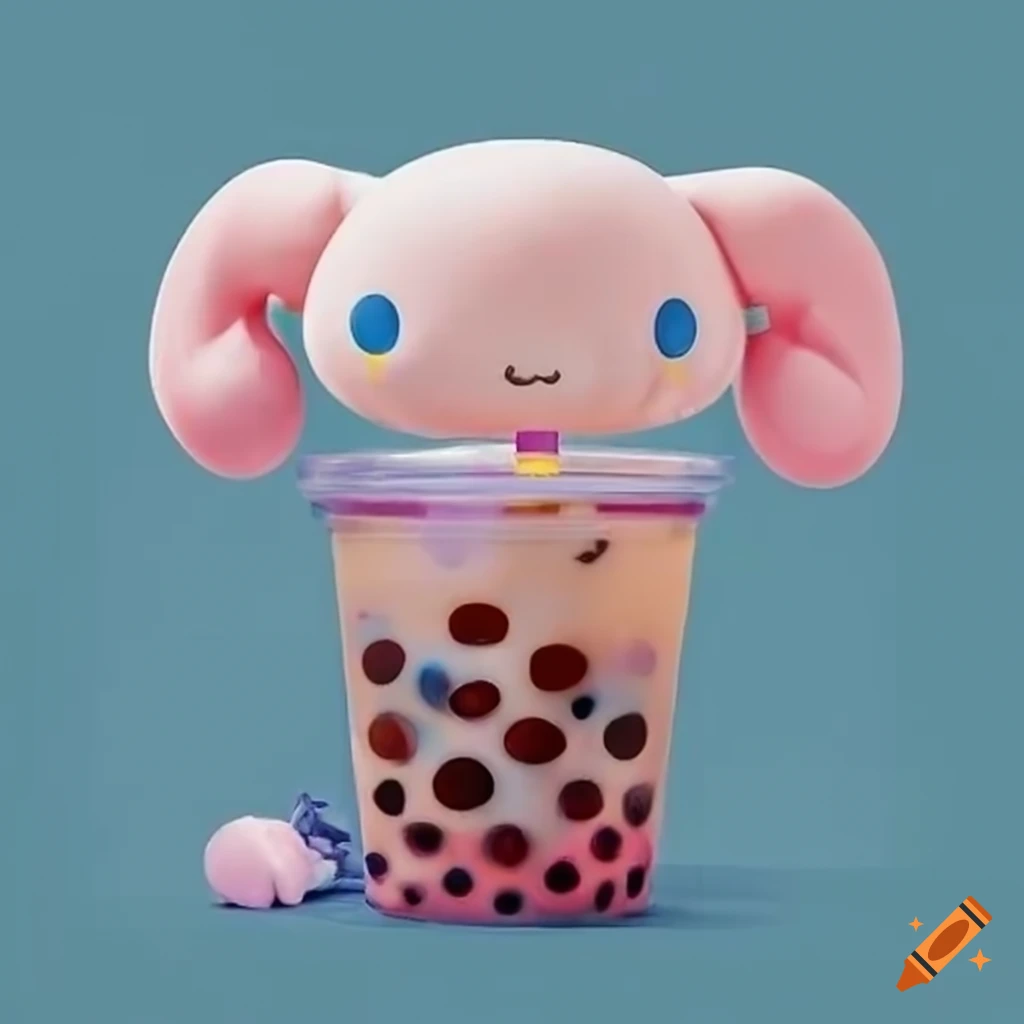 Cute cartoon boba cup with smiley face on Craiyon