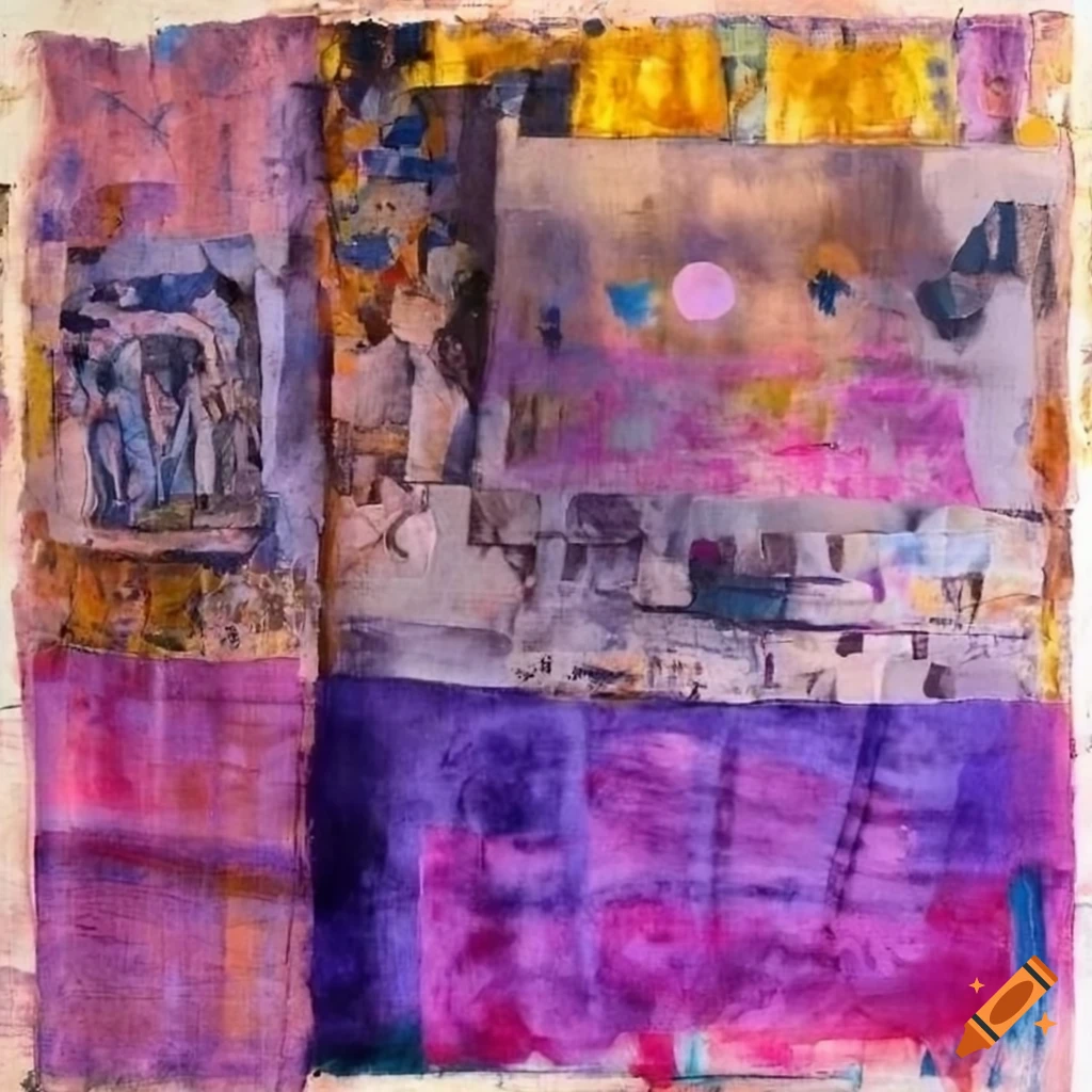 Purple abstract mixed media artwork on Craiyon