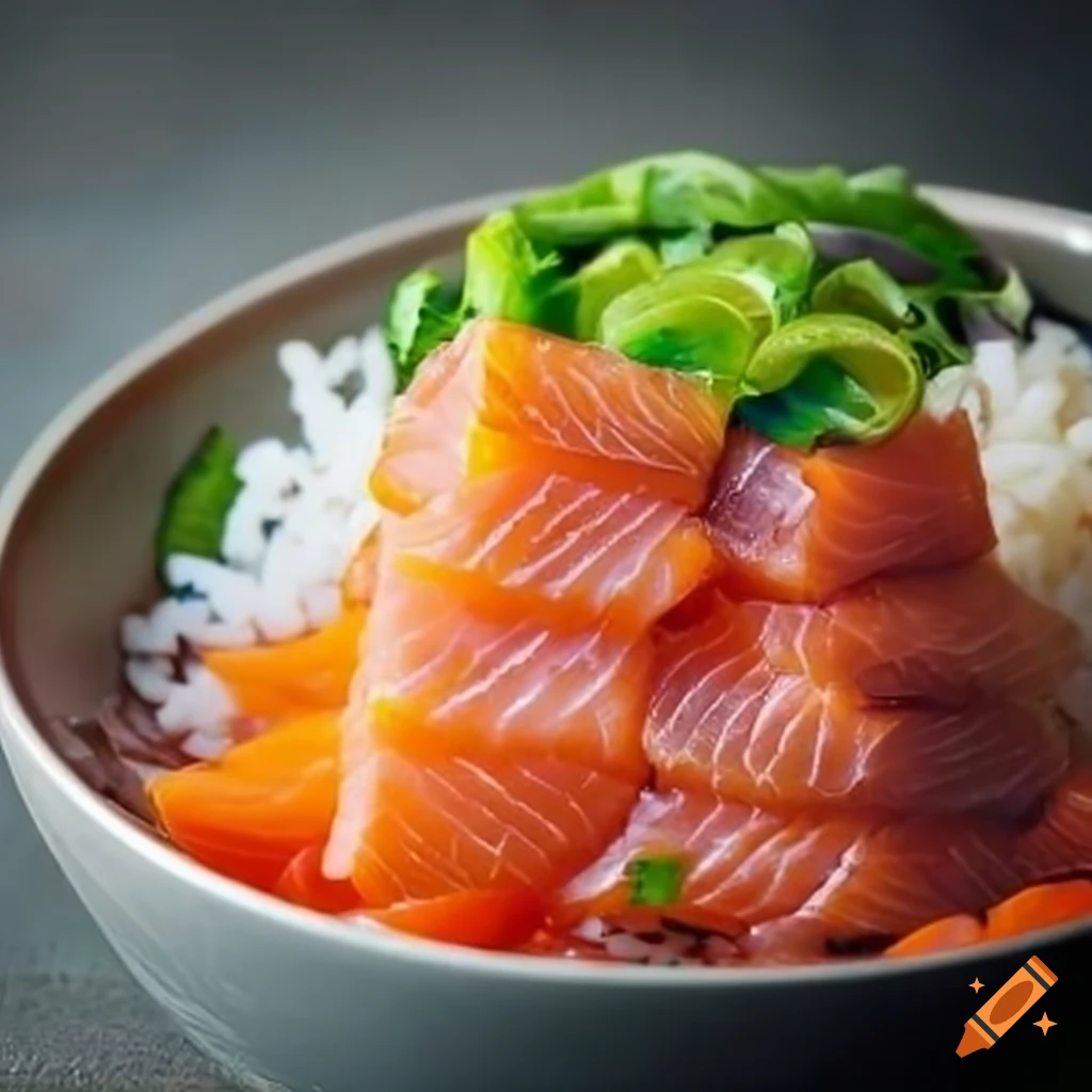bowl of Marinated Salmon Sashimi with rice