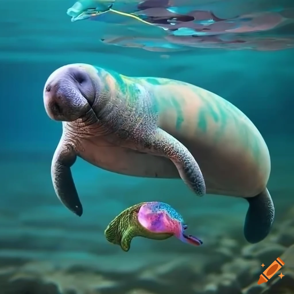colorful alien sea creature resembling a manatee