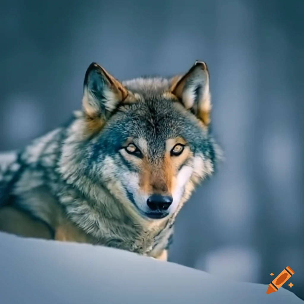 wolf walking on a snowy mountain