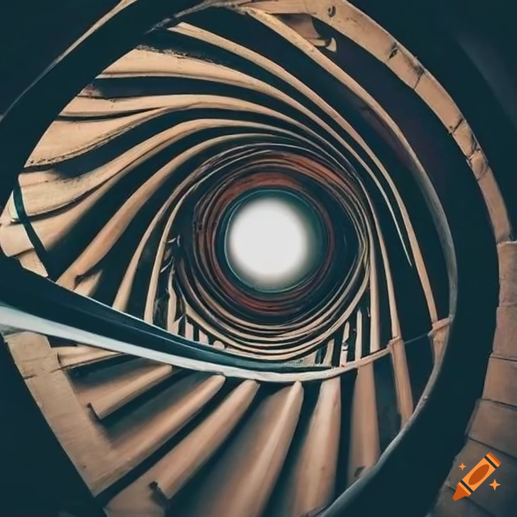 Abstract view of a staircase resembling an eye on Craiyon