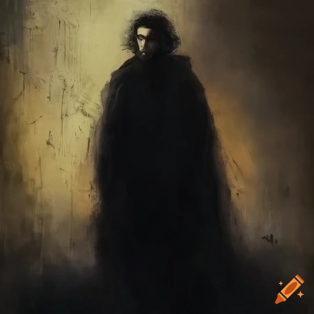 dark and romantic oil painting of a handsome man