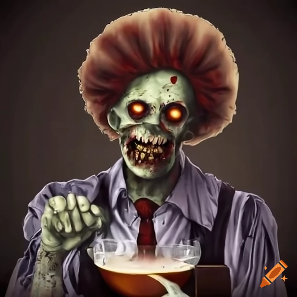 zombie bartender pouring coffee