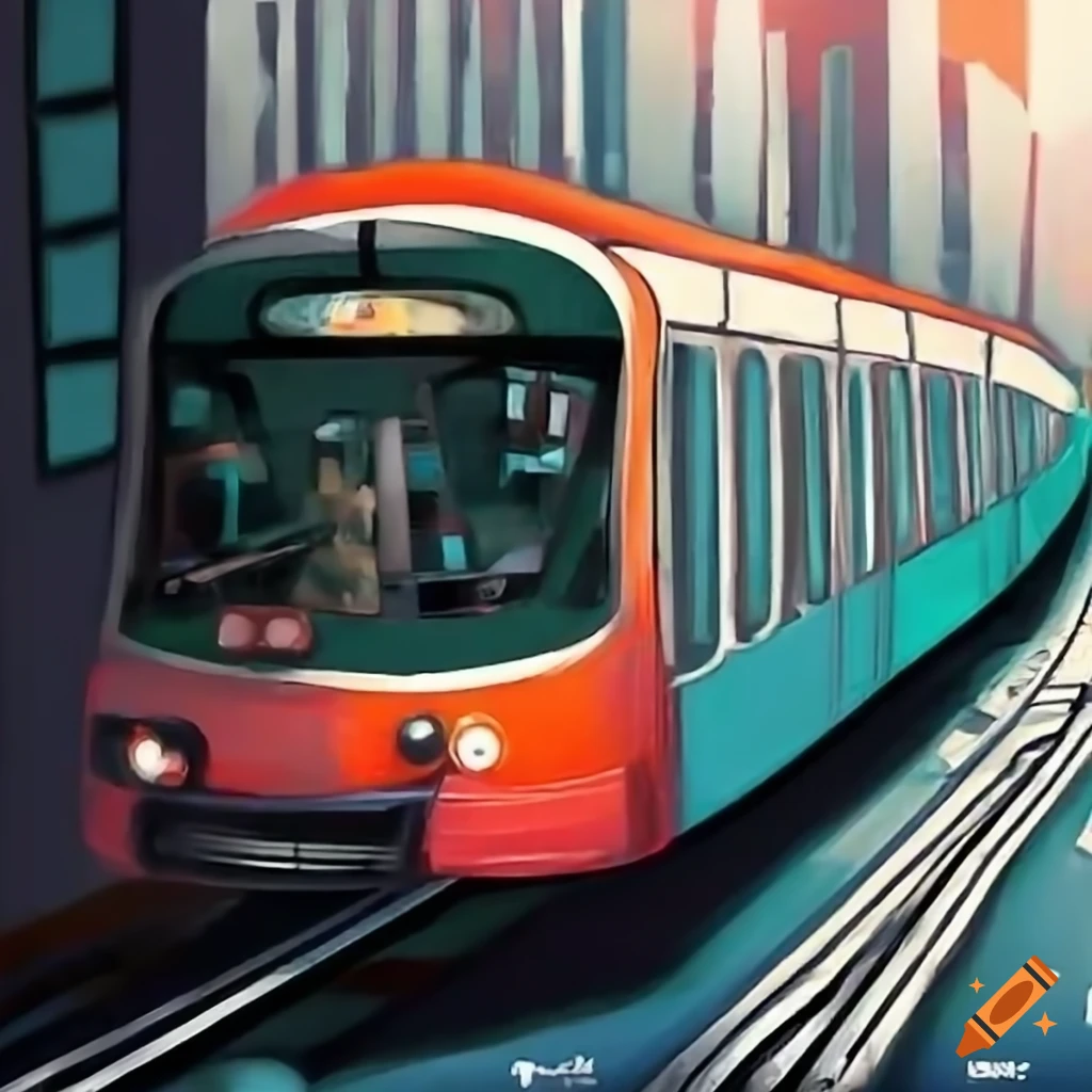 Modern train moving forward on rail-tracks - Stock Image - Everypixel