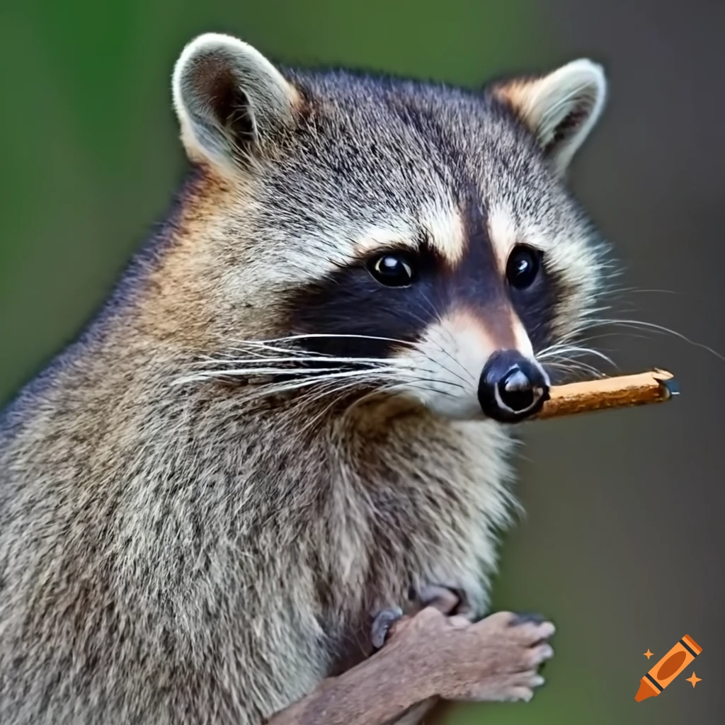 A hungry raccoon munching on a bakery bun